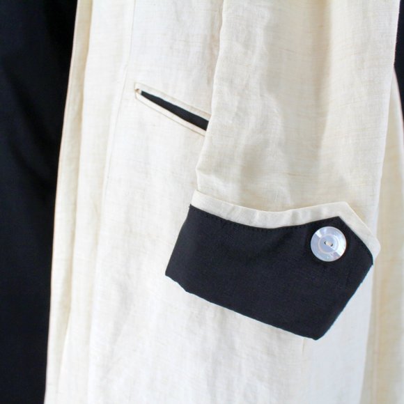 VTG Ralph Lauren Linen Victorian Walking Coat Puff Sleeve MOP Buttons Long 6 - Picture 6 of 16